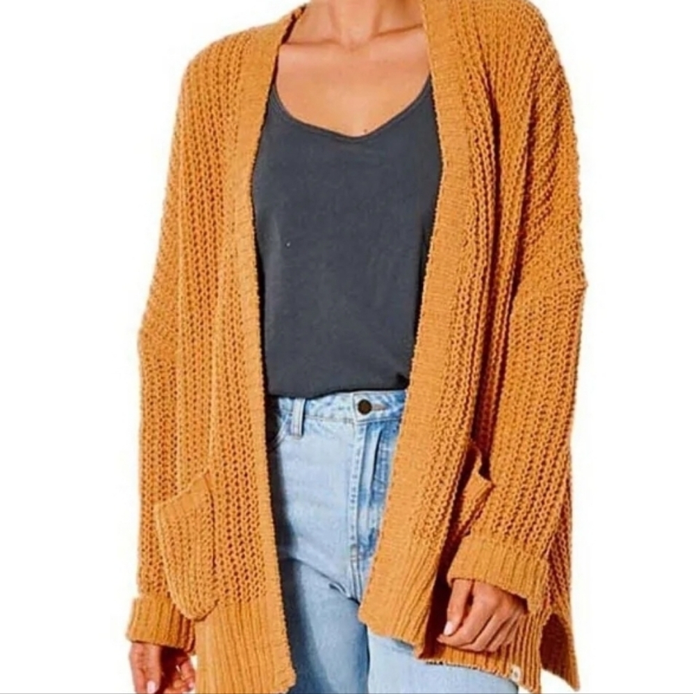 Womens oversize cardigan Chunky sweater thick knit rust burnt orange